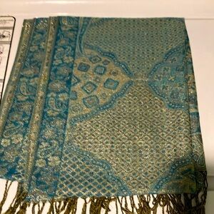 Gold and blue nwt pashmina scarf new
